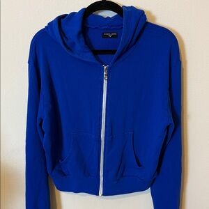 Michael Lauren Royal Blue Crop Zip Hoodie